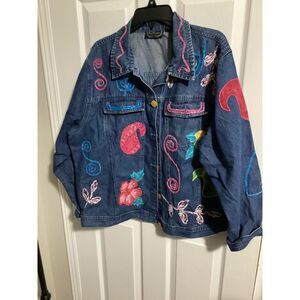 VTG New Direction Denim Jacket embroidered floral Women's 3X